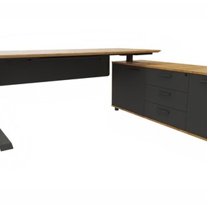 Стол руководителя на опорной правой тумбе, регулируемый по высоте